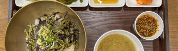 제주공항 근처 향토음식 맛집 어장군의 고사리비빔밥 한상차림 — 달래양념과 반찬이 곁들여진 정갈한 혼밥 메뉴