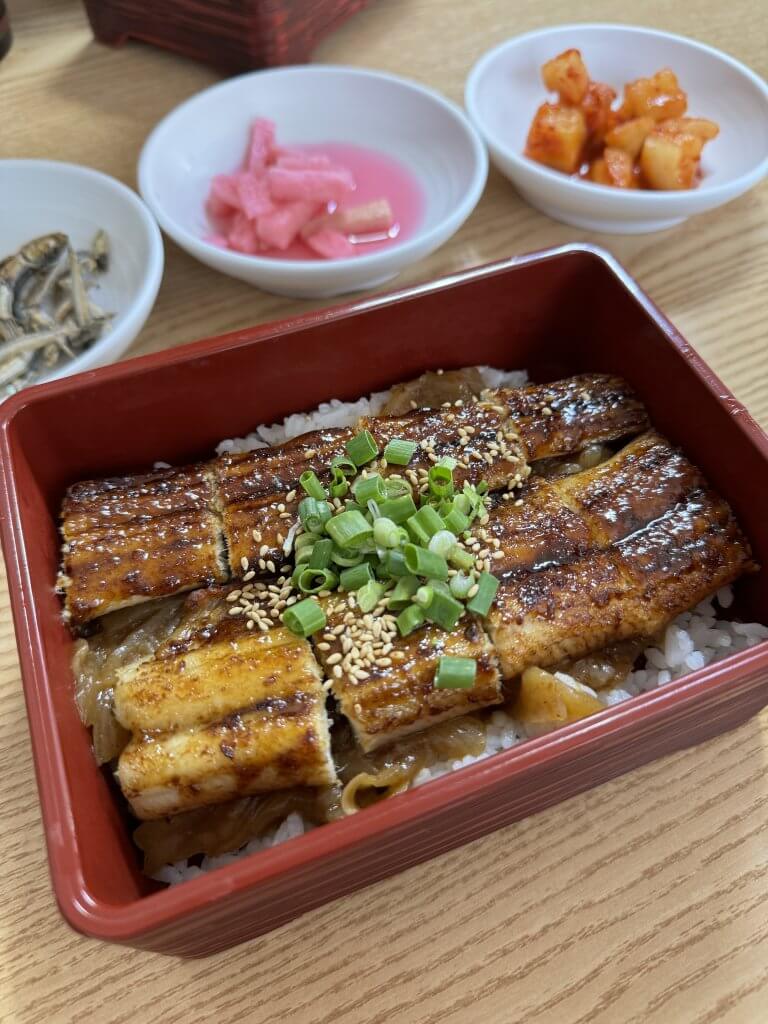 밥 위에 양념 장어가 넉넉히 올라간 제주 장어덮밥 한 그릇.